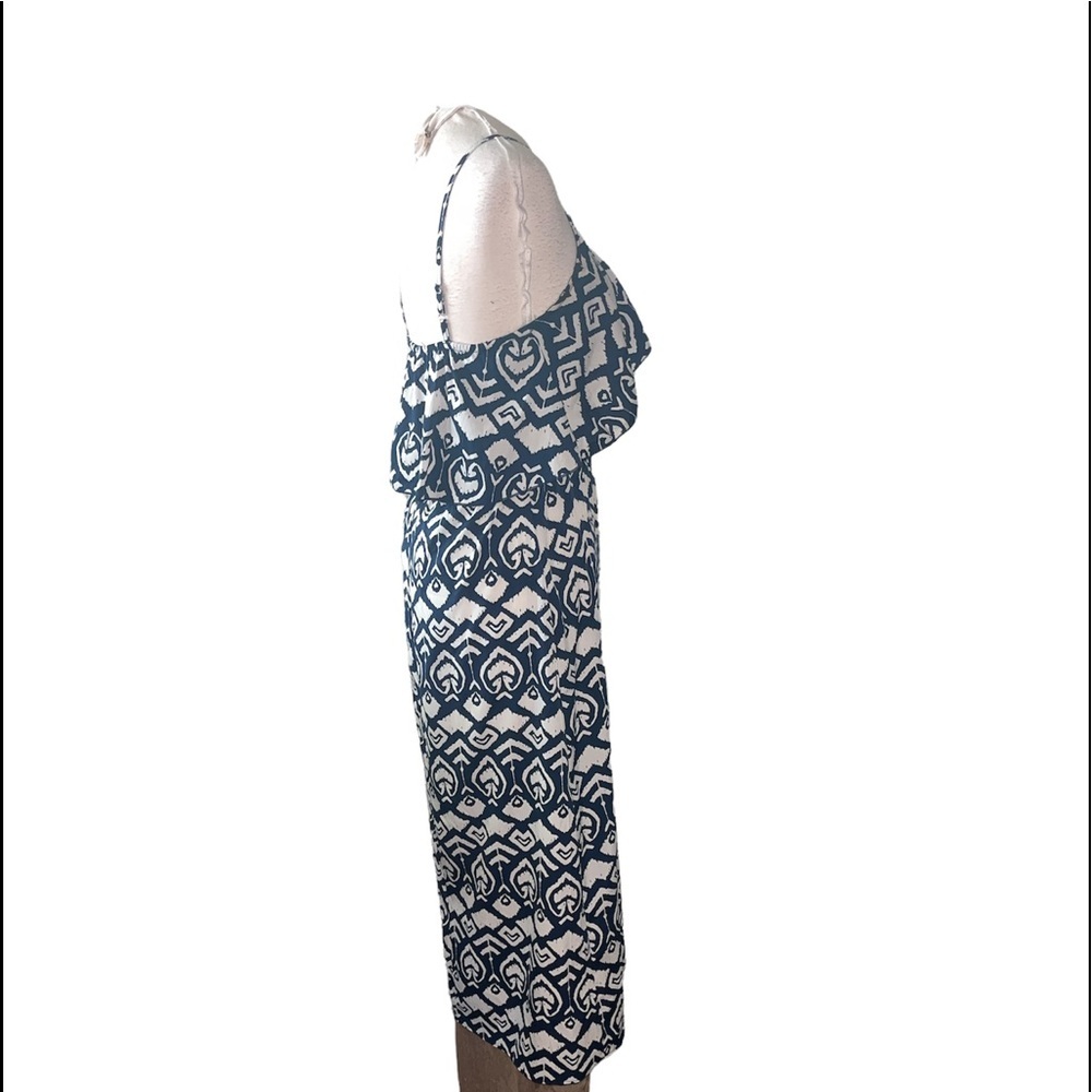 Indulge blue and white geometric print sleeveless maxi dress size Small - Picture 4 of 13